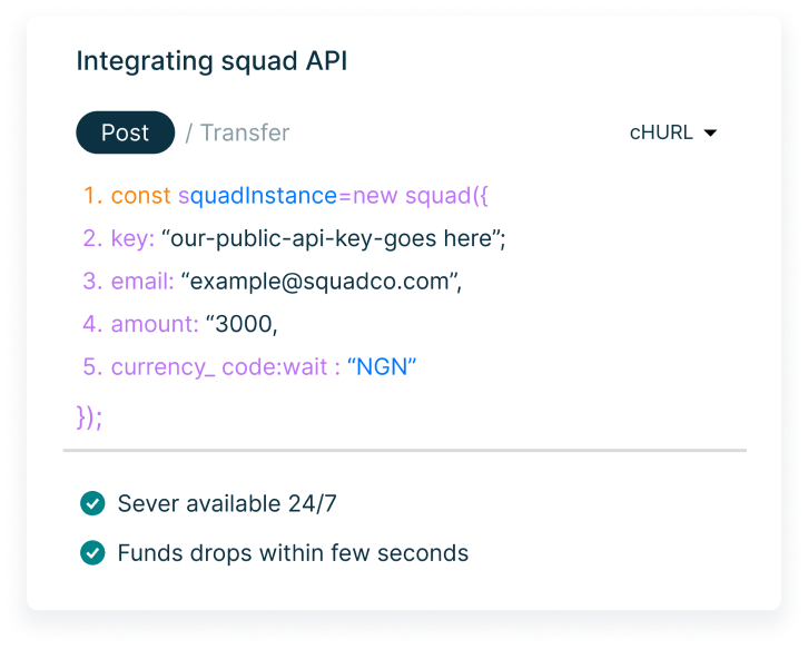 Embed and launch our transfer API